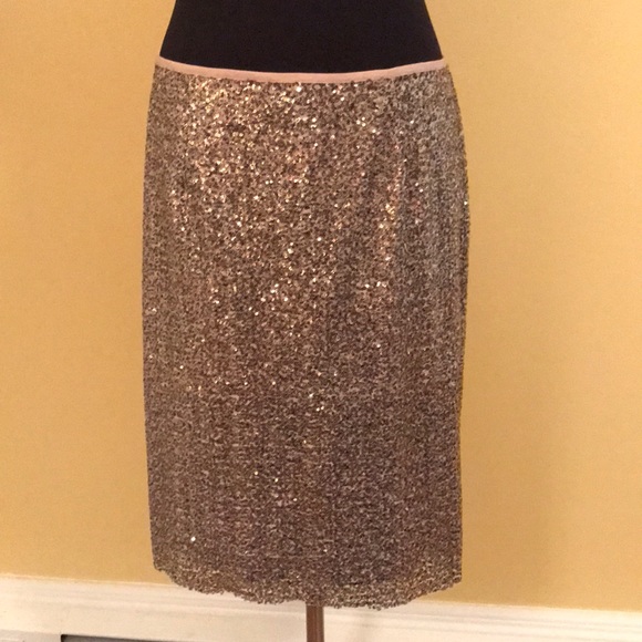 Chicos Rose Gold Sequined Skirt Size 25 